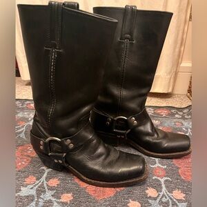 Frye Black Leather Moto Boots